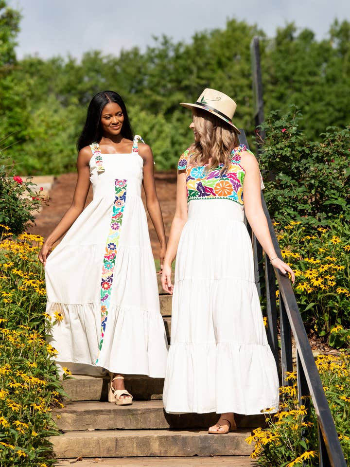 Larkin Lane - Wholesale Dress - Women's - Gardenia Collection Embroidered Raya Maxi Dress - Multicolor