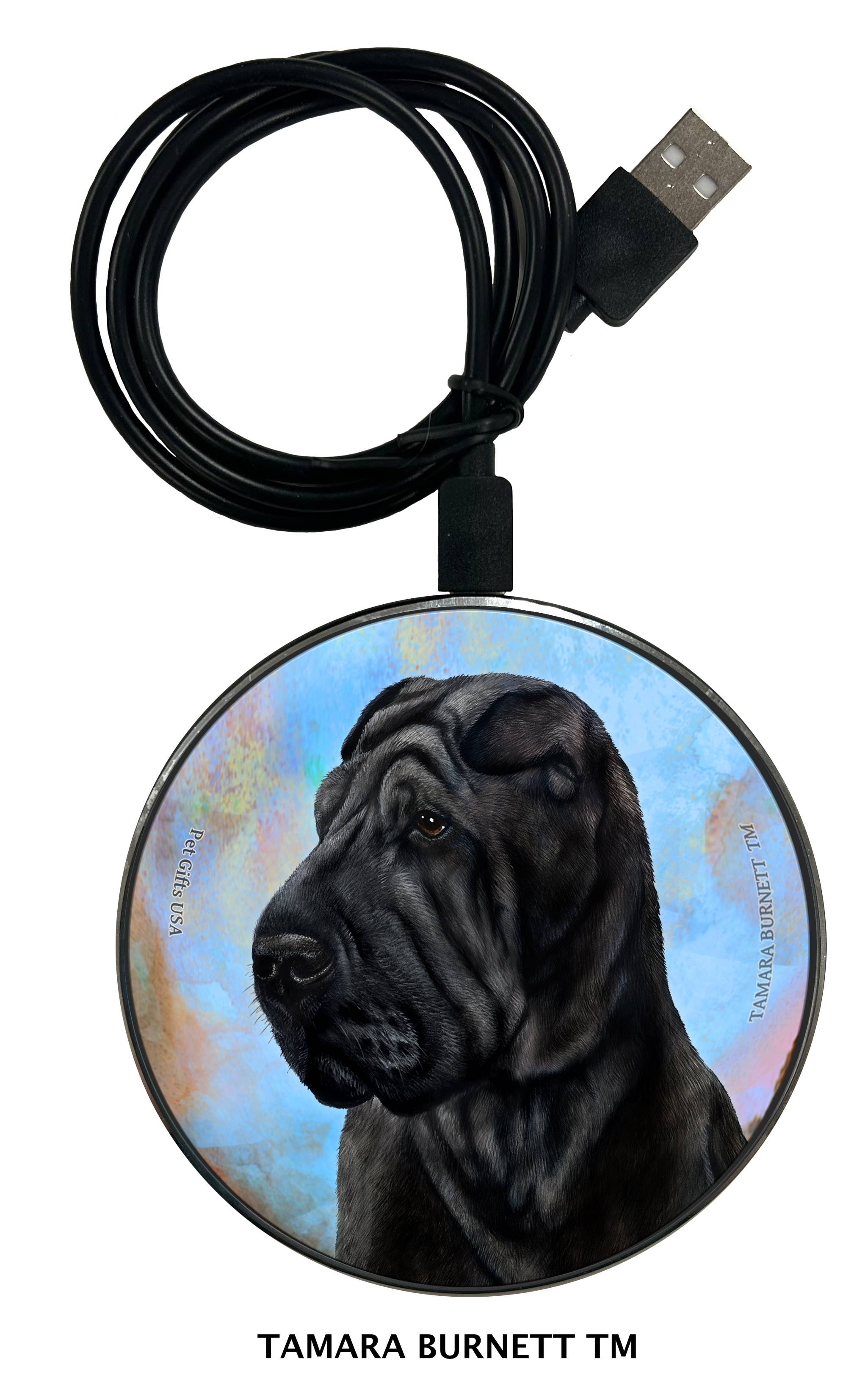Pet Gifts USA, LLC - Wholesale Charger Plate - Shar Pei Black Style 2 - Zoomies Phone Charger0