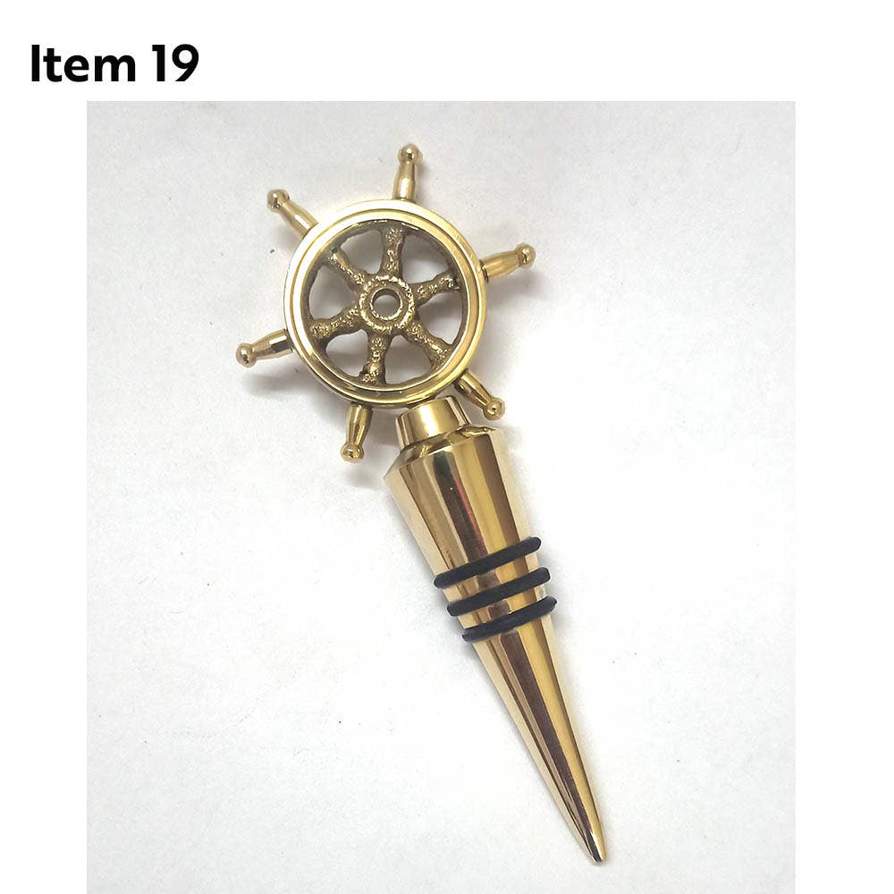 HHH Designs - Wholesale Wine Stopper - 120mm Nautical Brass Bottle Stopper (Ship Wheel Design), eac1