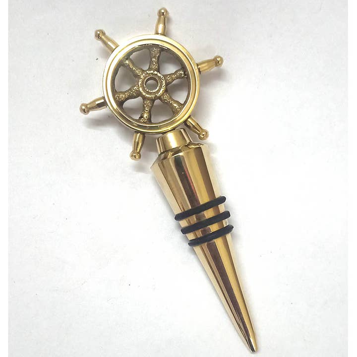 HHH Designs - Wholesale Wine stopper - 120mm Nautical Brass Bottle Stopper (Ship Wheel Design), eac1