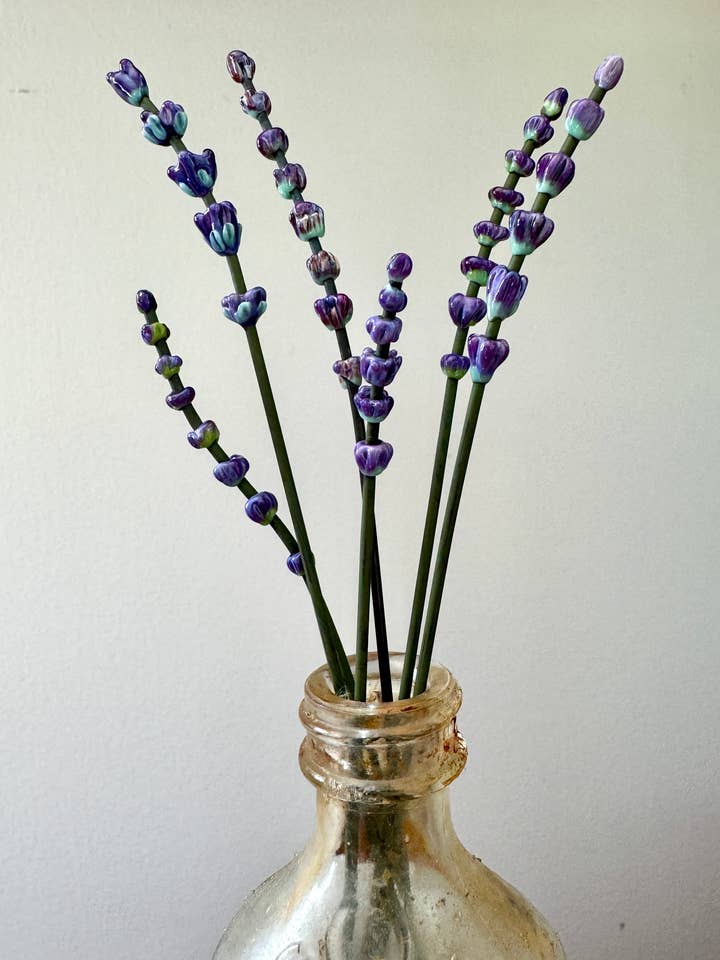 Glass Lavender Flower Stems, Set of 3 for wholesale by Lavender Beads