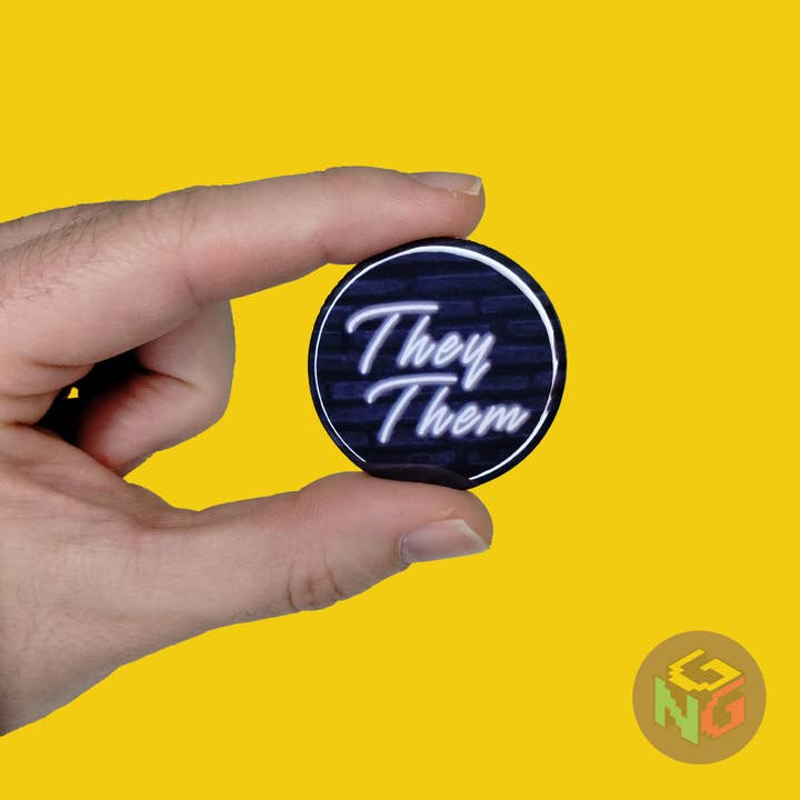 Gay Nerd Goods - Wholesale Lapel Pin/Button - New Neon Pronoun Buttons
