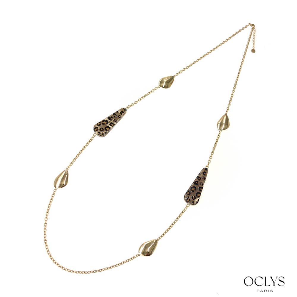 Oclys - Wholesale Y-Neck/Lariat Necklace - Utali long necklace in gold-plated stainless steel resin4