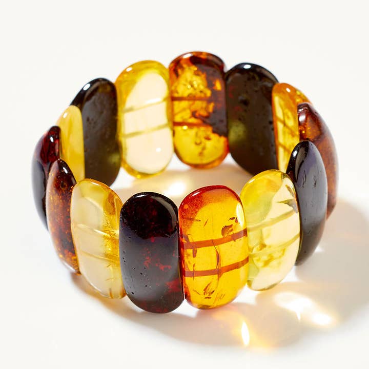 Bracelet à rayures ambre multicolore pour la vente par Baltic Beauty