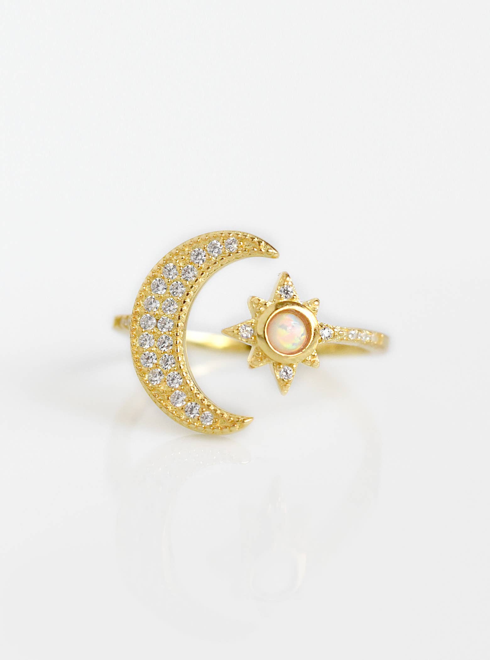 FELIX Z DESIGNS - Wholesale Cocktail/Statement Ring - 925 Adjustable CZ Crescent and Star Ring0