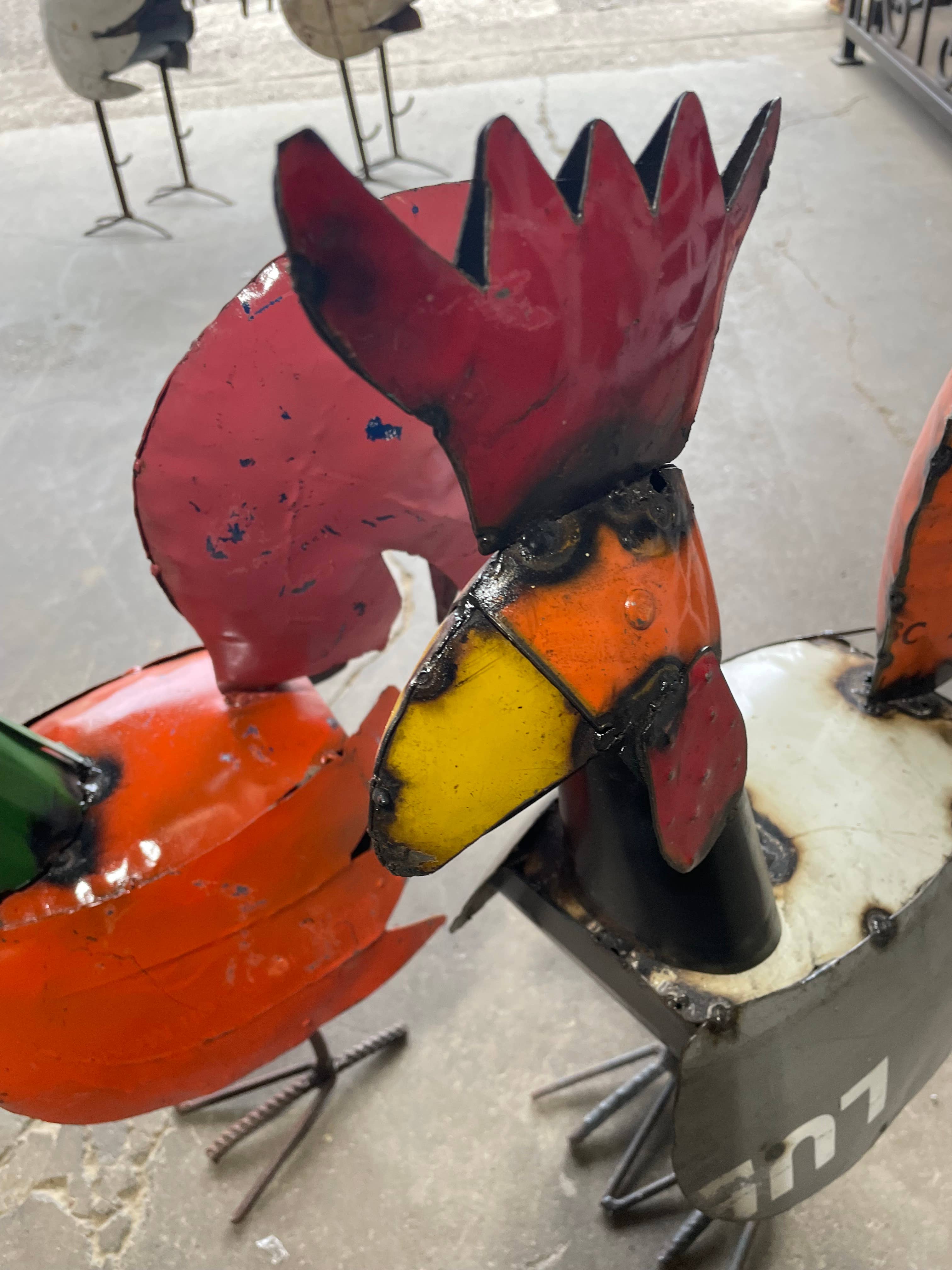 My Amigos Imports - Wholesale Outdoor Ornament/Decor - Connie Colorful Recycled Metal Rooster-WH5-Yard Art-9x20x24H4