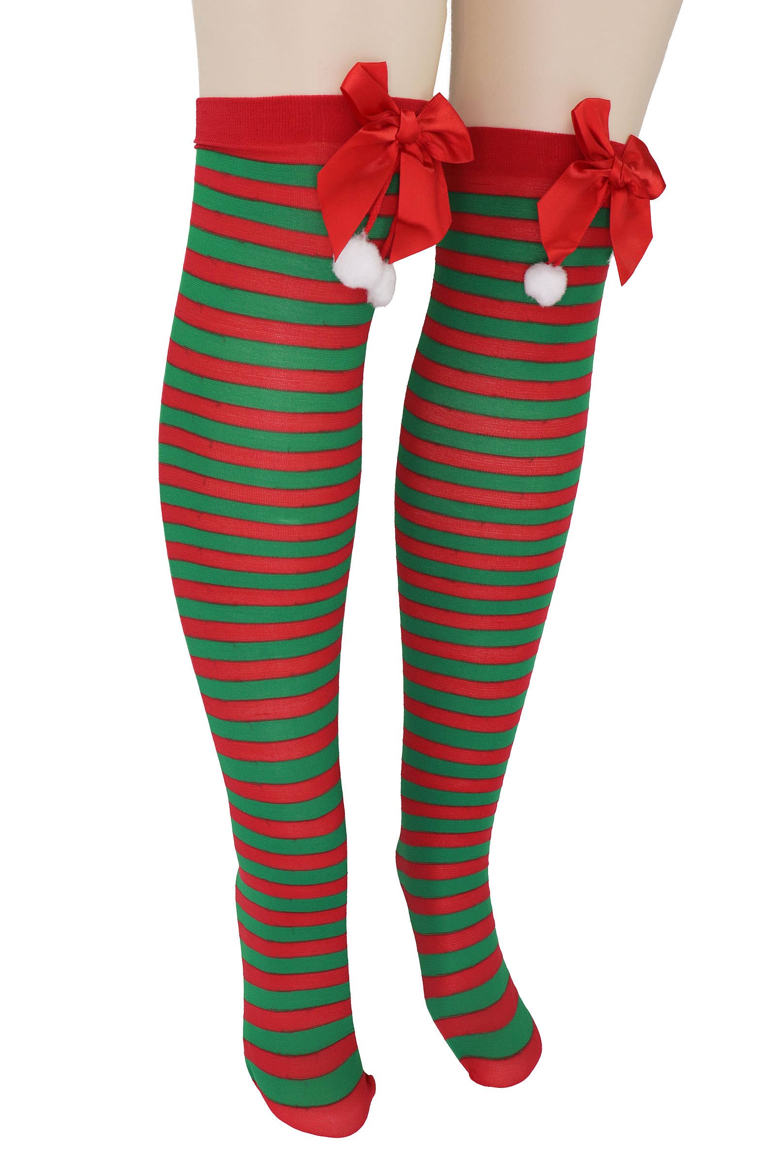ASSORTED Christmas Santa Girl Stripe OTK Sock Tights for wholesale on Faire6