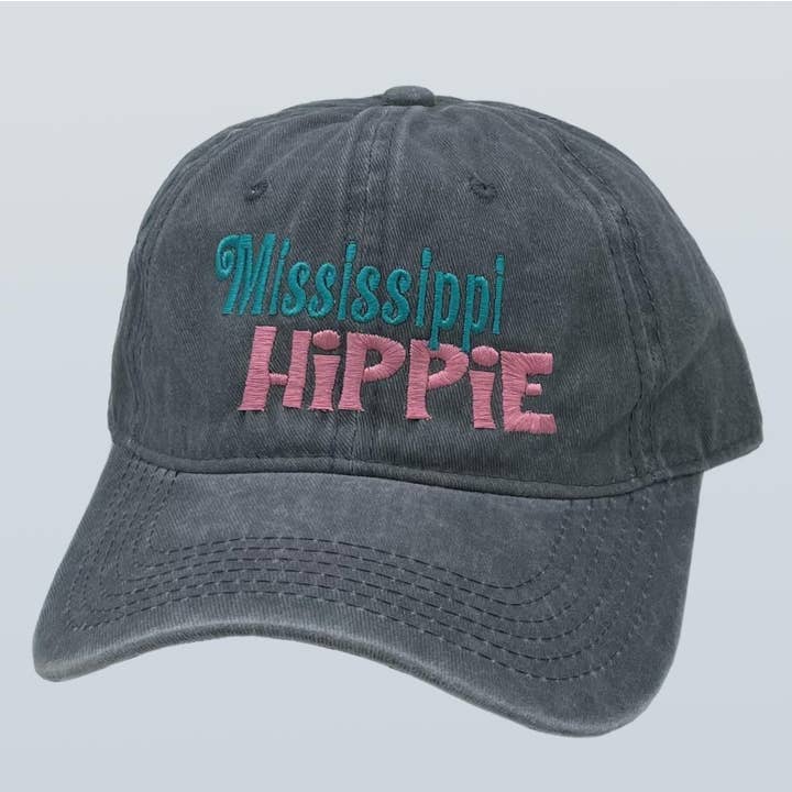 Mississippi Hippie Unstructured Hat Charcoal for wholesale by Riverbed Threads