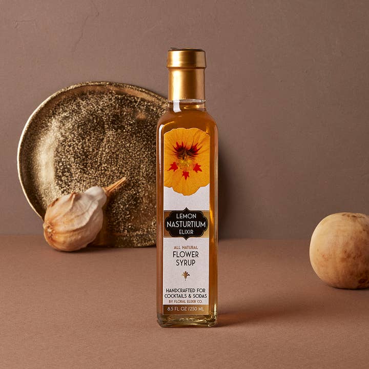 Floral Elixir Co. - Wholesale Cocktail Mix/Syrup - Lemon Nasturtium Elixir. All Natural Cocktail & Soda Syrup.5
