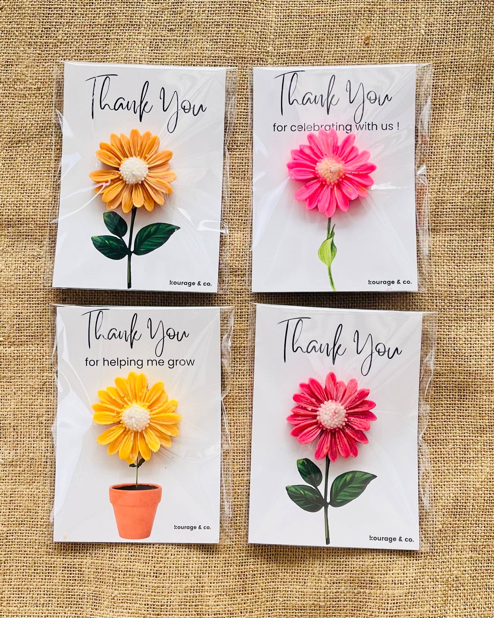 Kourage & co – wholesale Thank you card – Daisy Candle Favour - Thank you Card0
