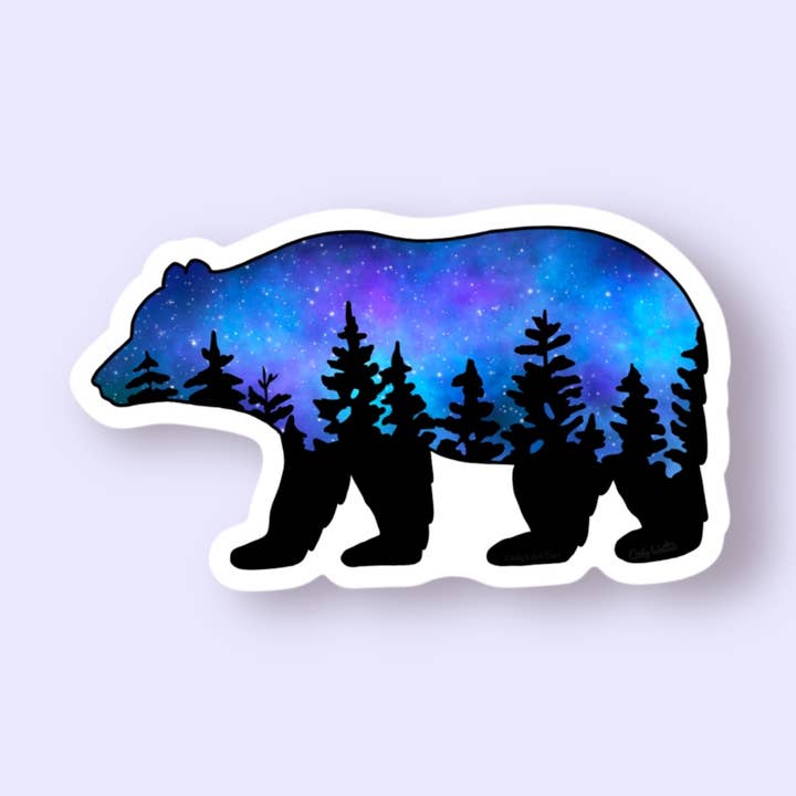 Bear Night Sky Vinyl Sticker for wholesale by Emily's Art Cart