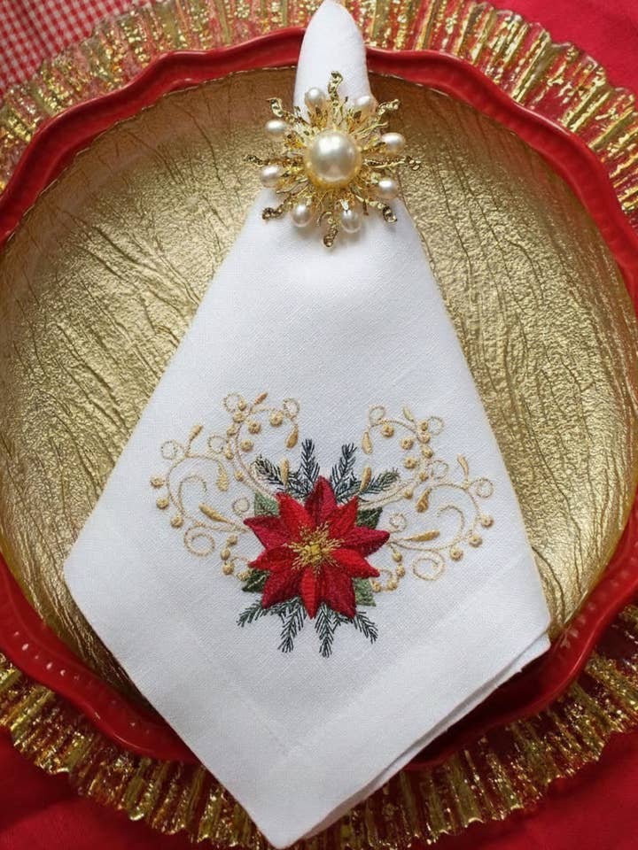 Geborduurde Servetten Premium Kwaliteit 16x16''-Bloem voor wholesale door Handmade Originals Ukraine