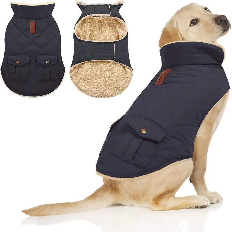 The Dapper Dog Club - Wholesale Pet Coat - Dog - Luxury Recycled Polyester Waterproof Dog Coat - Navy0