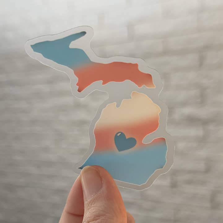 Michigan Transgender Pride Clear Vinyl Sticker for wholesale by Sprinkles Studios