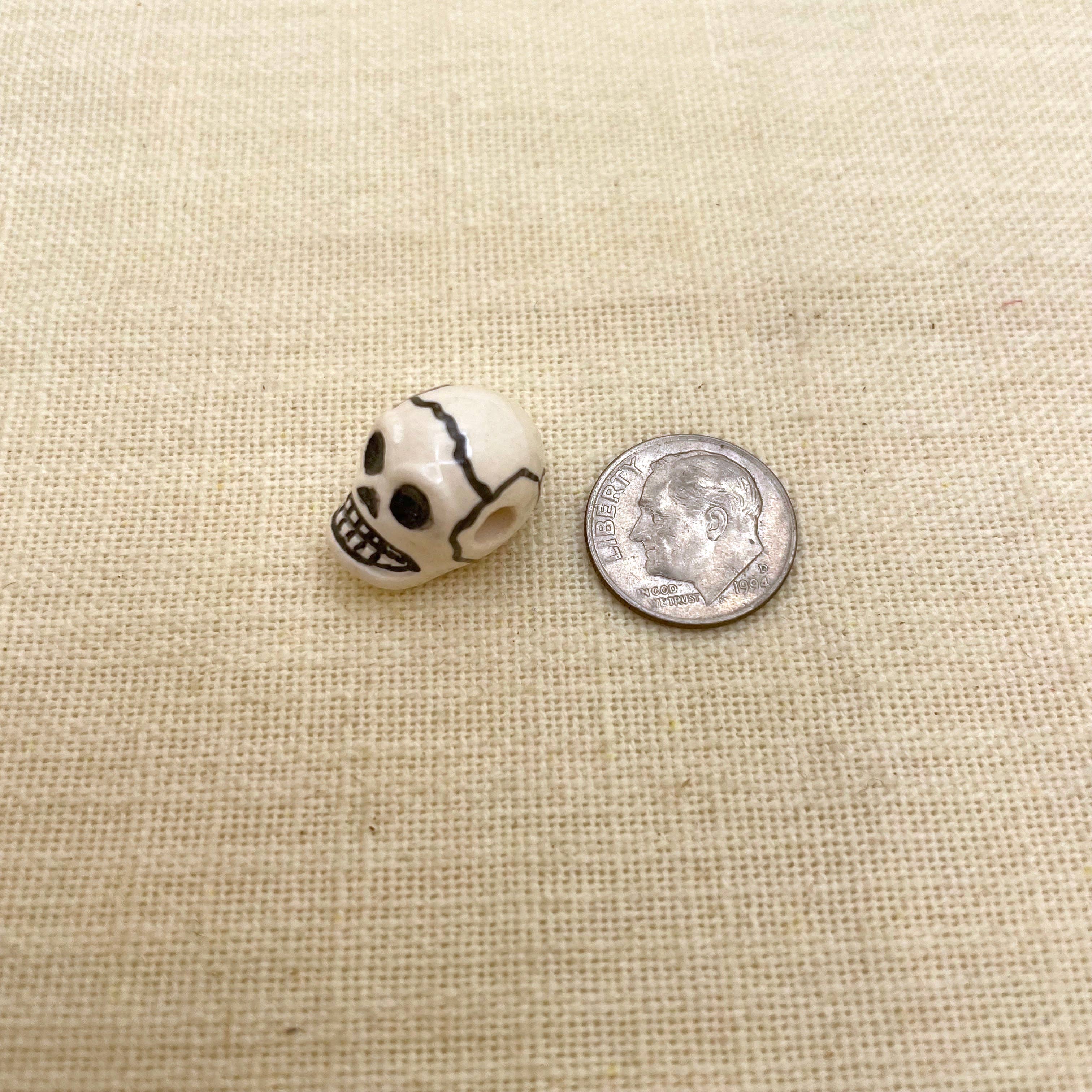 Tesoros Trading Company - Wholesale Beads - Skull Beads Ceramic, Peru1