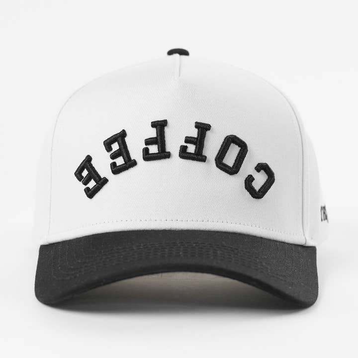 Coffee Upside Down Embroidered A-Frame Snapback Hat for wholesale by The Hungry Sloth