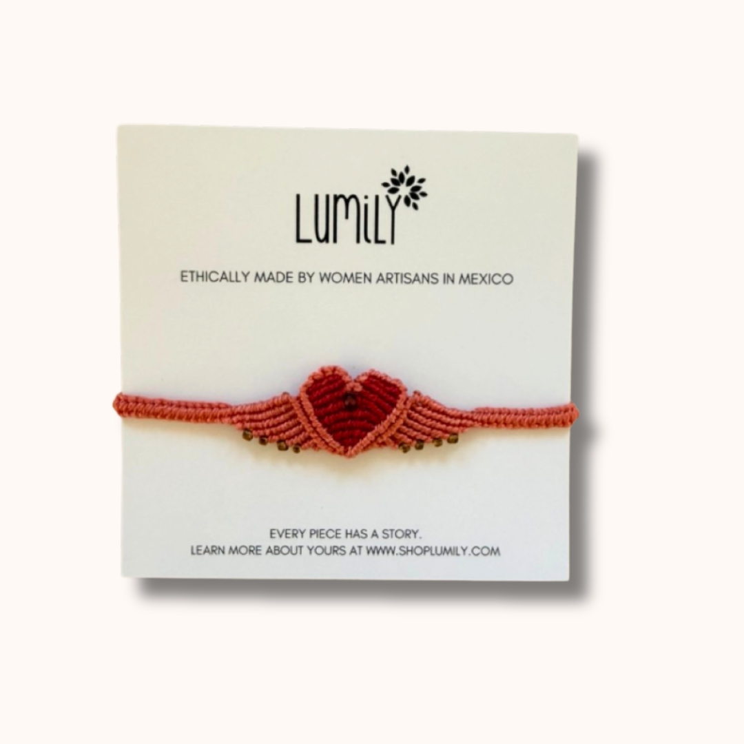 Lumily - Wholesale Woven/Braided Bracelet - Macrame Woven Heart Wings Pull String Bracelet - Mexico12