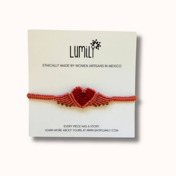 Lumily - Wholesale Woven/Braided Bracelet - Macrame Woven Heart Wings Pull String Bracelet - Mexico12