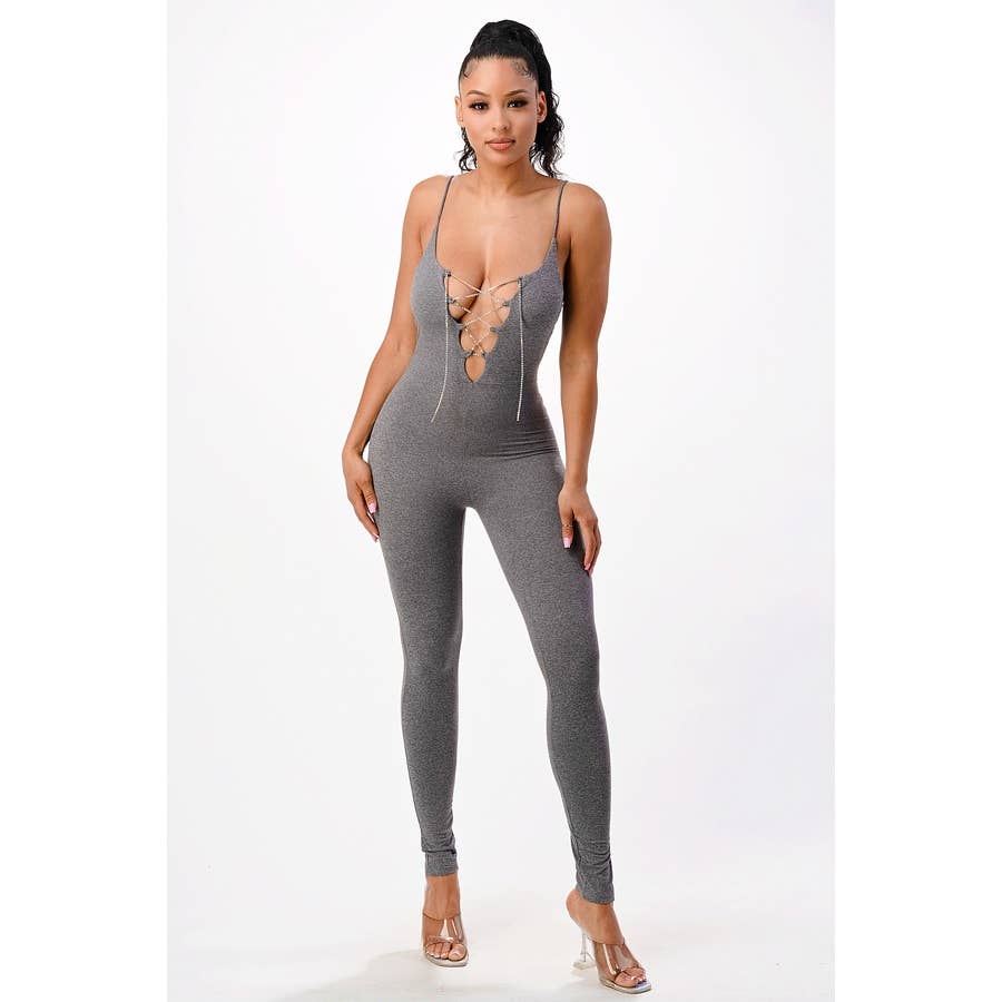 Lime All the Time - Vendita all'ingrosso Tuta intera - Donna - Tuta con lacci e strappi a V10