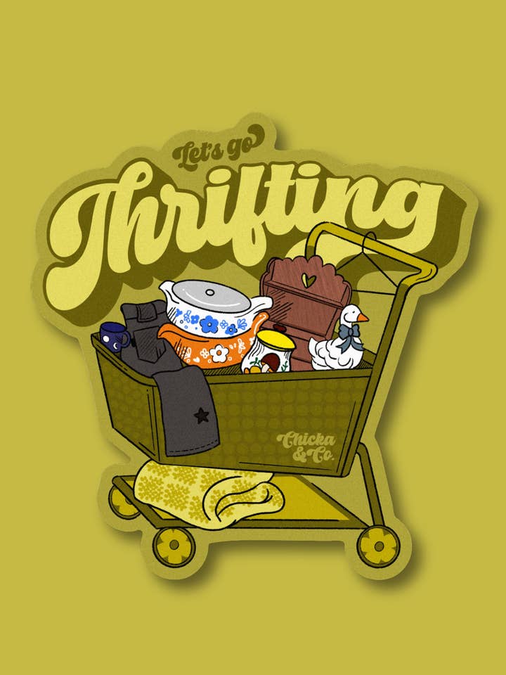 Let's Go Thrifting Vinyl Sticker por atacado de Chicka & Co