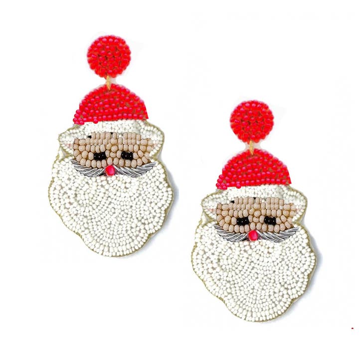 Pierce + Hide - Wholesale Dangle Earrings - Custom Beaded Santa Earring| HOLIDAY EARRINGS| CHRISTMAS EARRINGS0