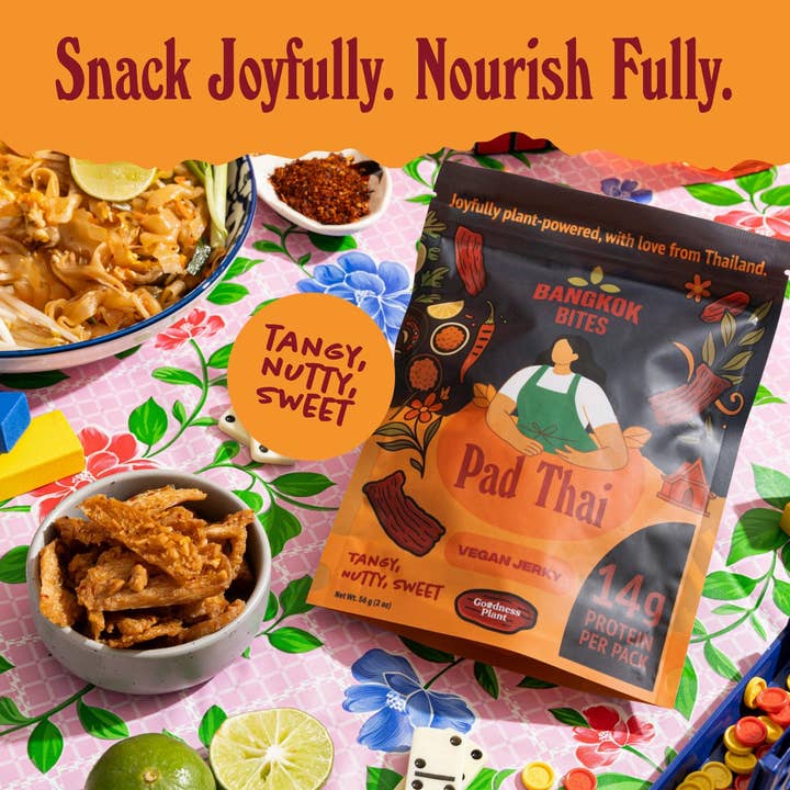 Bangkok Bites Vegan Jerky, Pad Thai for wholesale by Bangkok Bites