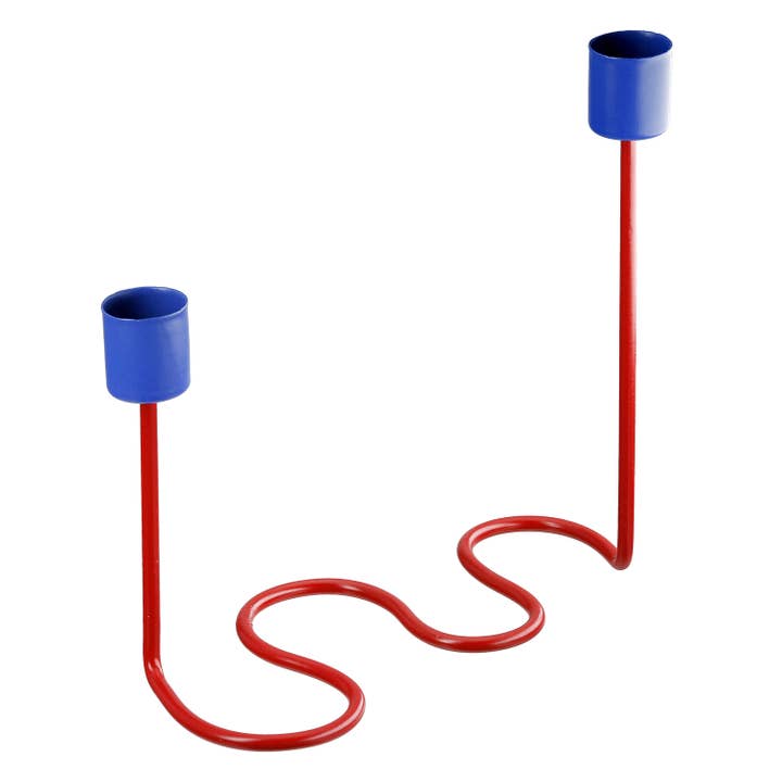 blå/röd Böj 2-faldig blandad ljusstake, h. 17,5 cm för wholesale på Faire2