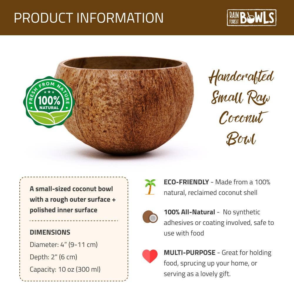 Rainforest Bowls - Wholesale Bowl - Small Raw Coconut Bowl5