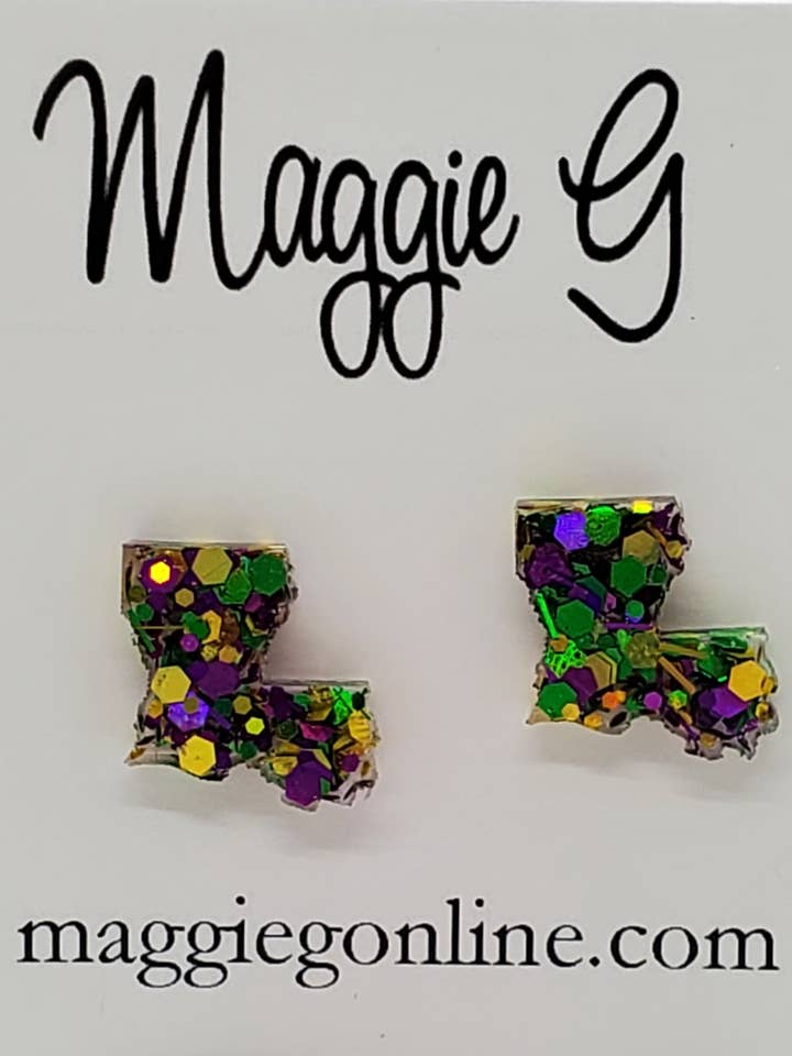 Mardi Gras Louisiana State Small Studs for wholesale by Maggie G