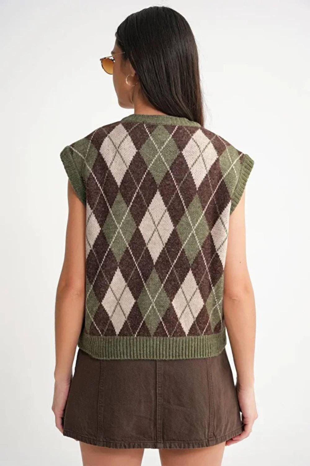 Hoxton Gal - Vendita all'ingrosso Maglione smanicato - Donna - Gilet Maglia a Motivo Argyle8