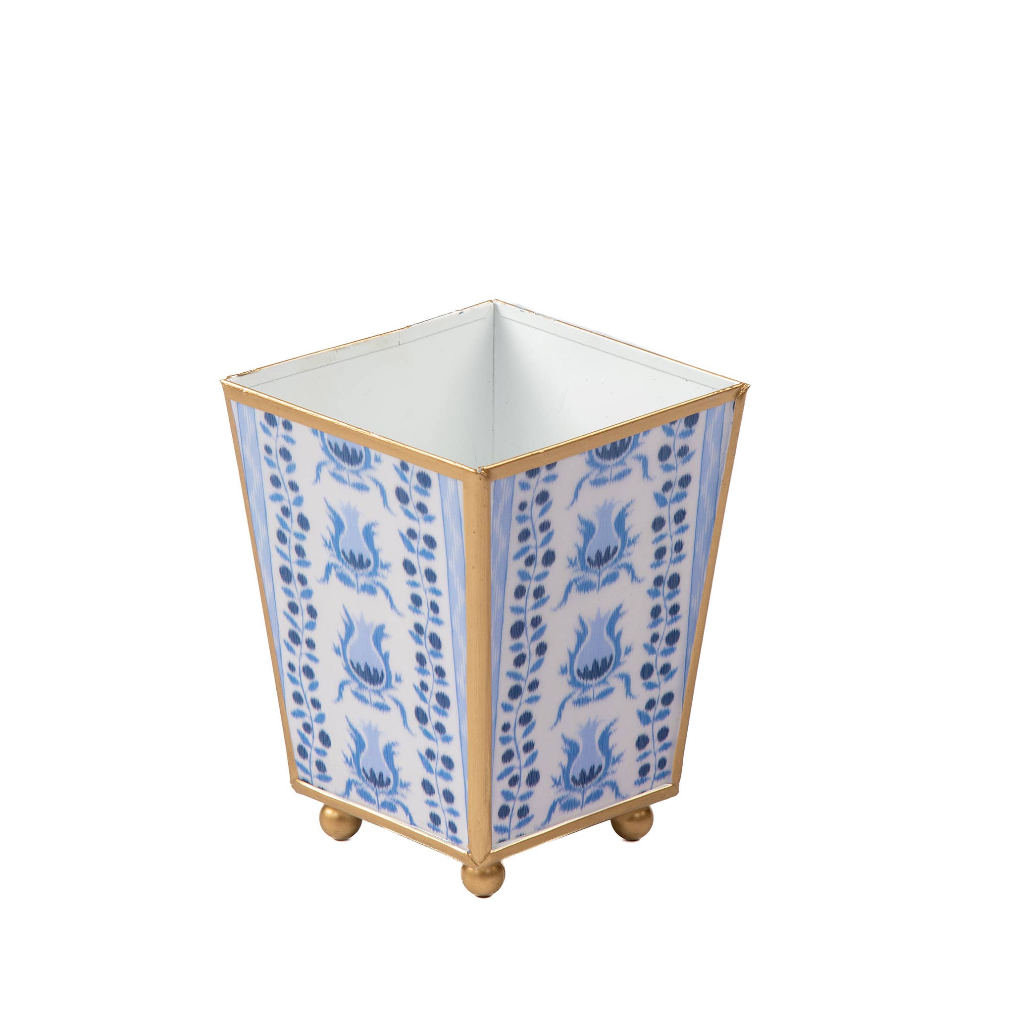 Blue Pomegranate Enameled Square Cachepot Planter for wholesale on Faire2