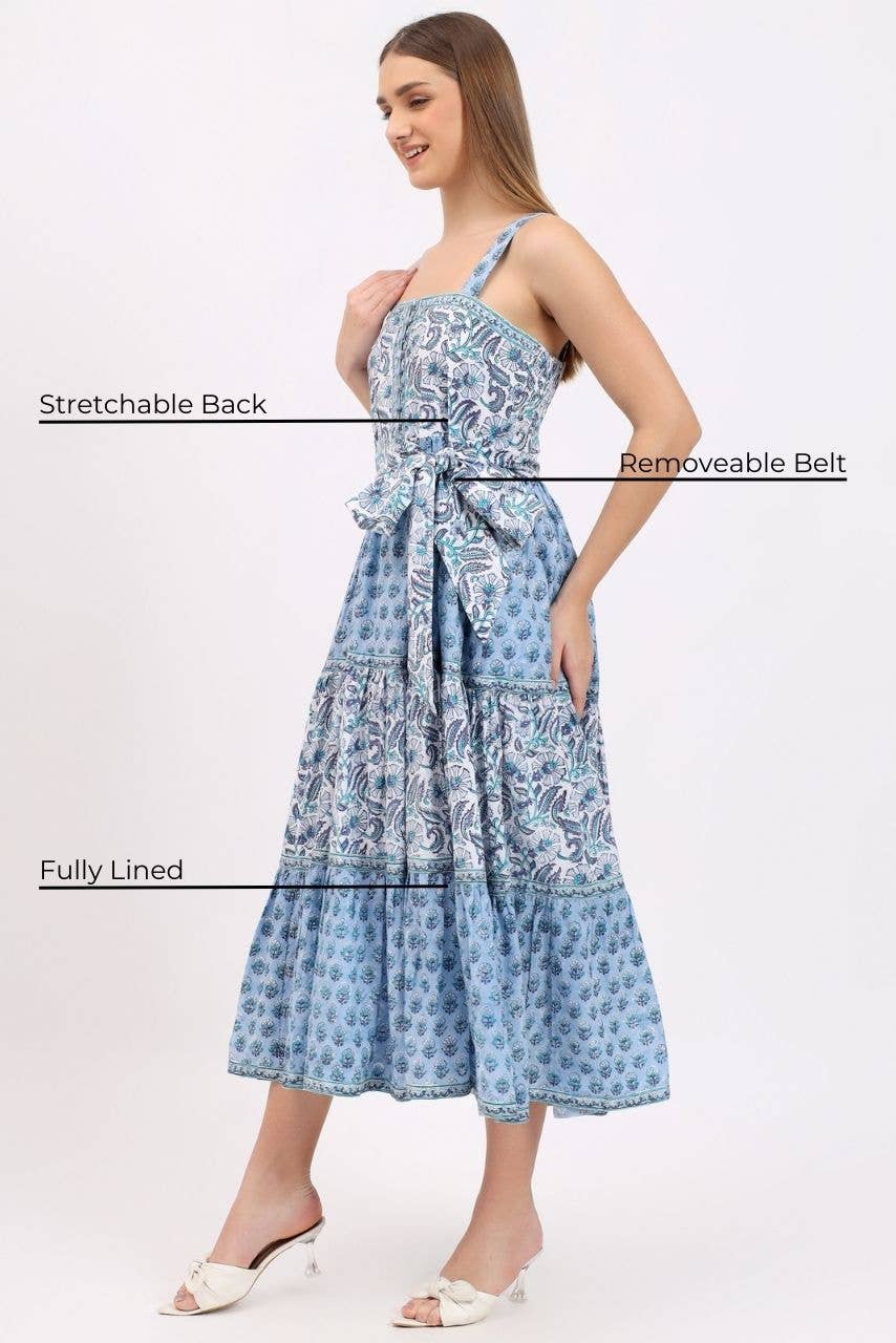 Hi Handmade - Wholesale Dress - Women's - Cotton Maxi Sundress - Blue5