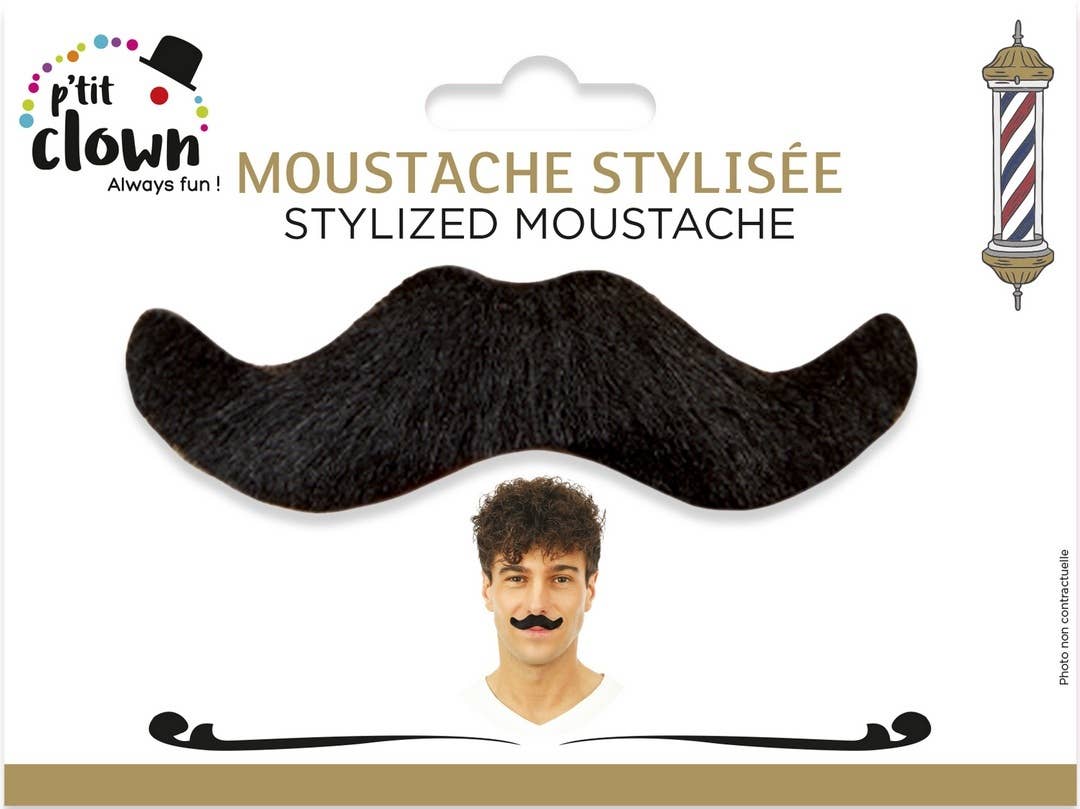 P'tit Clown - Wholesale Costume - Men's - Stylized Mustache - Black0