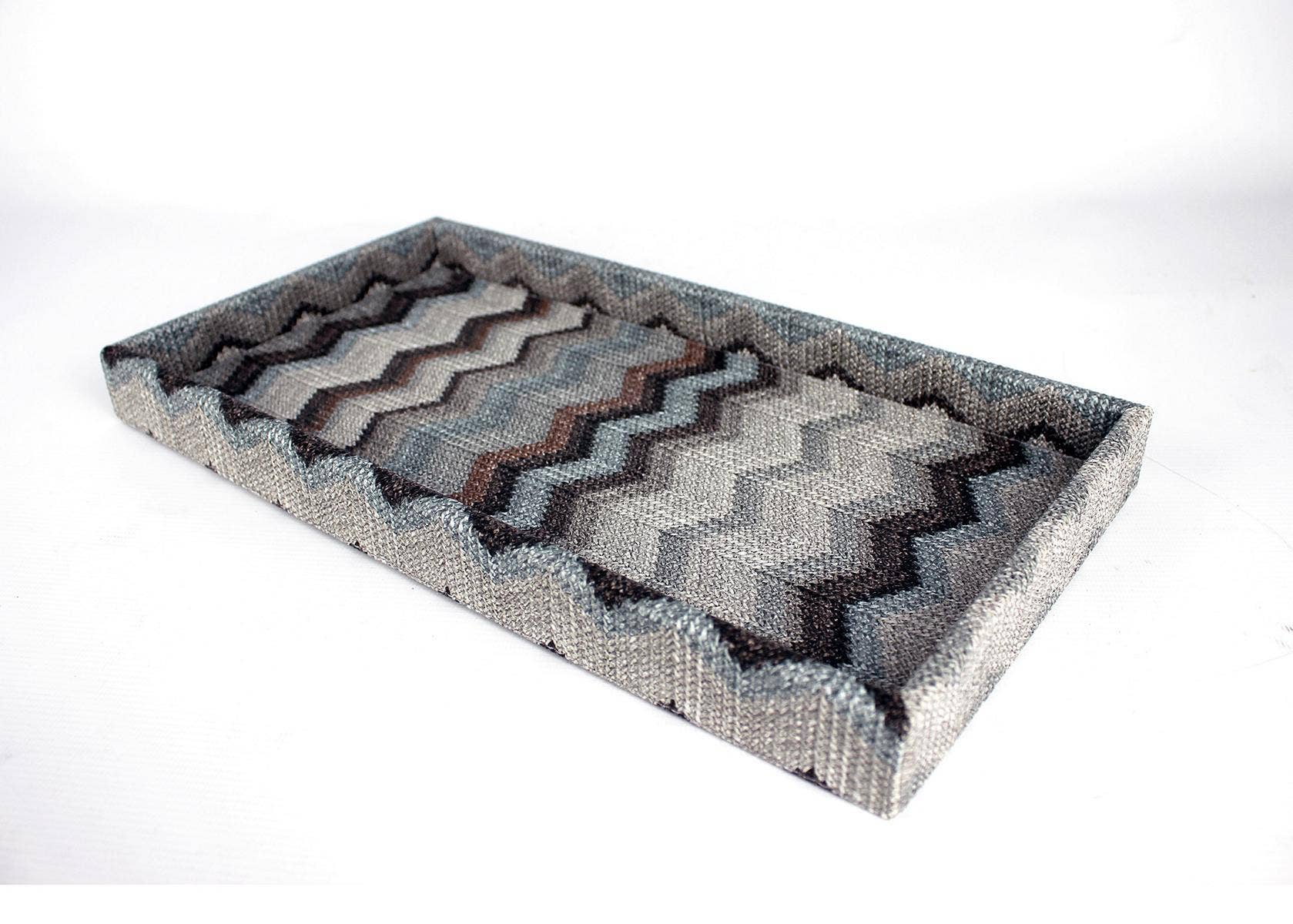 Signature Home Collection GmbH - Wholesale Decorative Tray - Rectangular synthetic leather zigzag gray cosmetic tray3