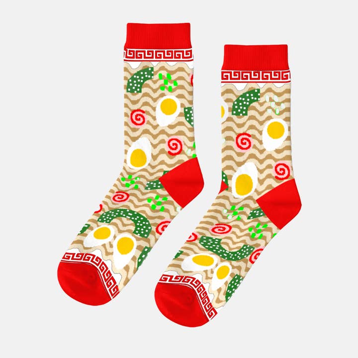 Ramen - Large Crew Socks - Noodles Foodie Gift for wholesale by Yellow Owl Workshop
