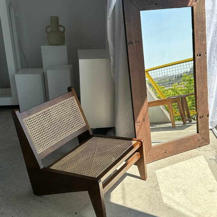 Office Objets - Wholesale Wall Mirror - Mirror with exotic brutalist old iron wood frame H:139cm50