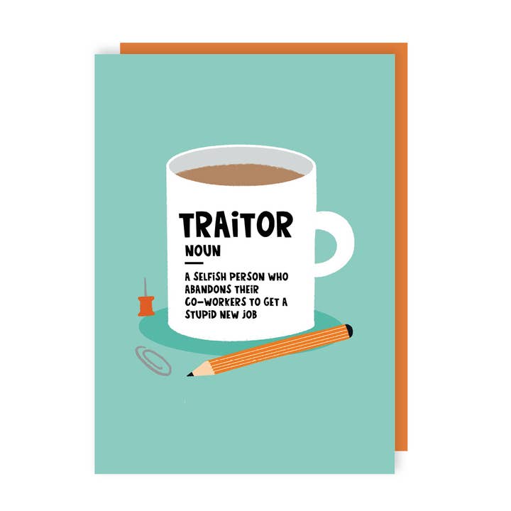 Traitor Mug Work Leaving Card for wholesale by Lucy Maggie Designs
