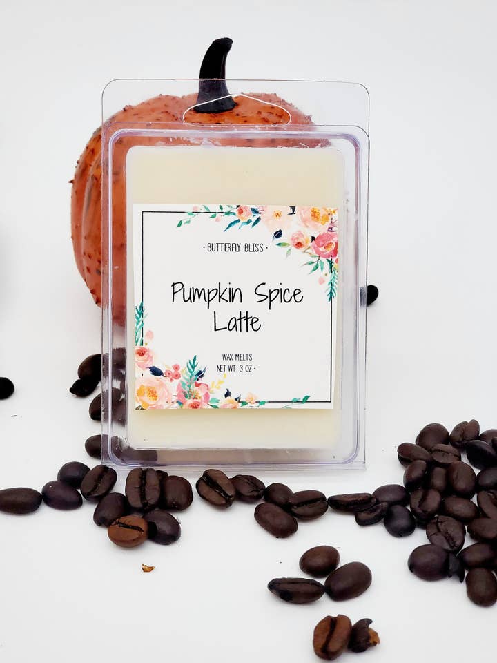 Pumpkin Spice Latte Wax Melts | Pumpkin Spice Scented Wax Melt | Coffee Scented Wax Melts | Wax Melt Latte Scented | Coffee Candle Melts for wholesale by Butterfly Bliss