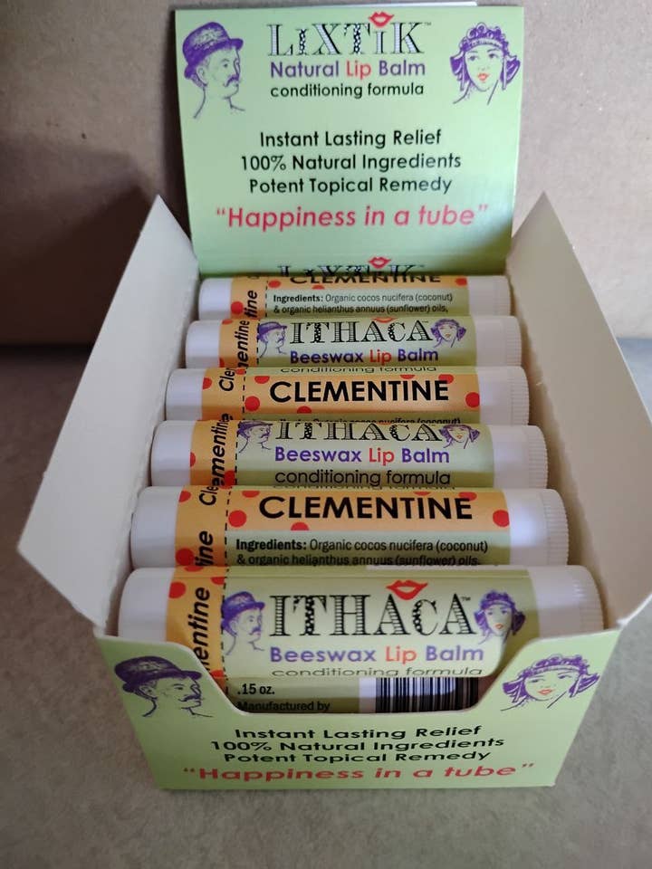 Beeswax Lip Balm Clementine for wholesale by Ithaca Soap and LiXTiK Beeswax Lip Balm