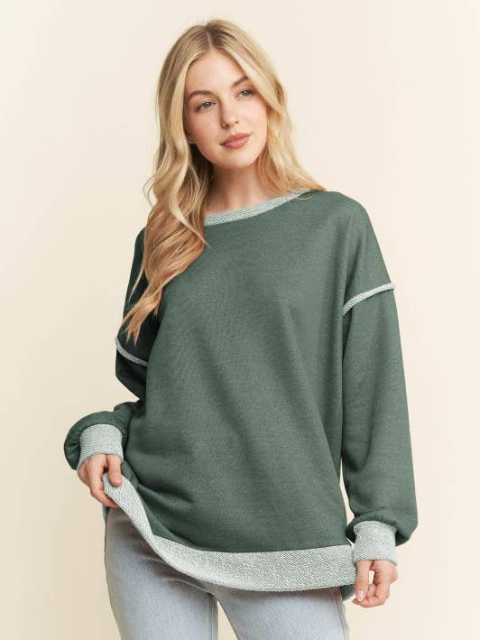 T0080HE10-Maglione a maniche lunghe in spugna di cotone a contrasto solido per la vendita all'ingrosso da parte di Sunday Morning