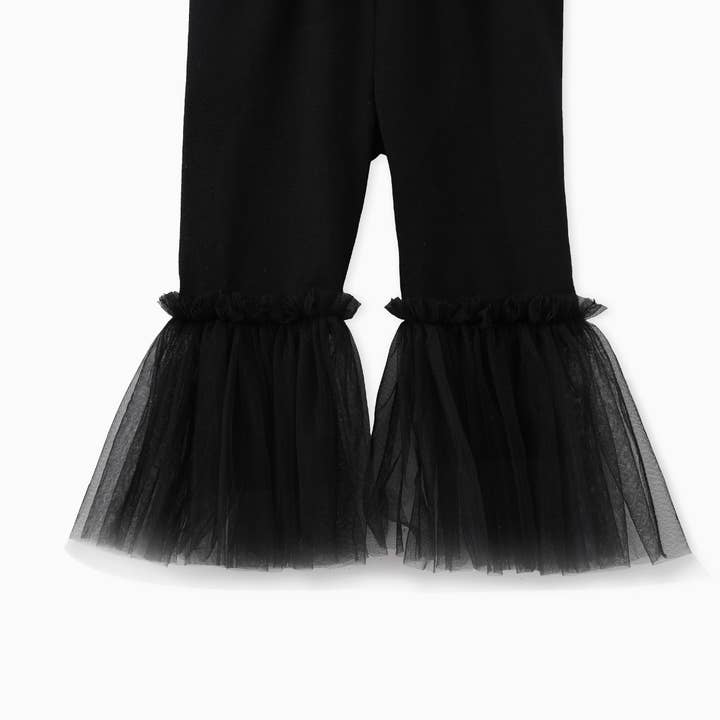 PatPat - Wholesale Fashion Leggings - Kids - Baby Girl Solid Color Mesh Splice Leggings