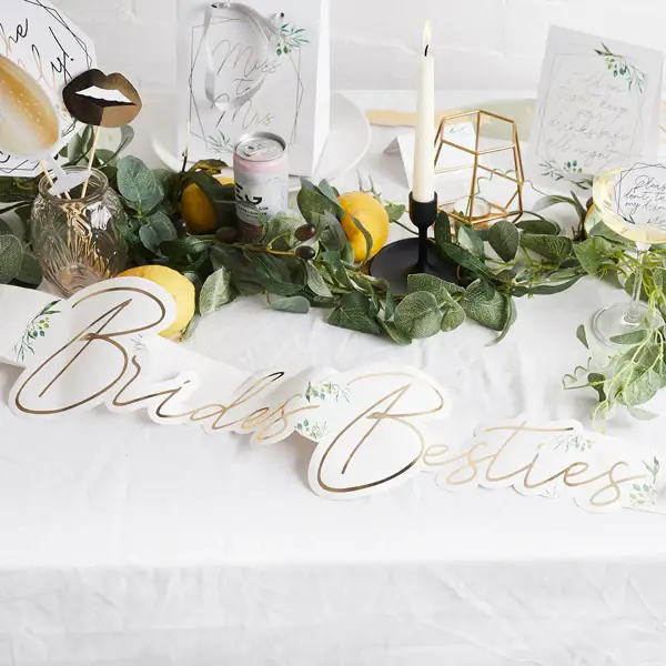 Hootyballoo by Club Green – wholesale Party gift – Geometric Greenery 'Brides Besties' Sashes 5 Pack2