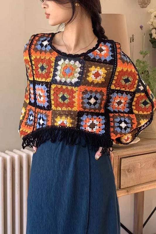 Flarix - Wholesale Poncho - Dames - gehaakte poncho-top8