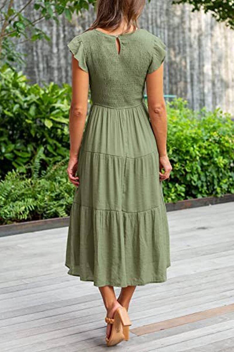 NINEXIS - Wholesale Dress - Women's - CWDMD2568_FLYING SLEEVE SHIRRED LAYERED SHORT SLEEVE DRESS16