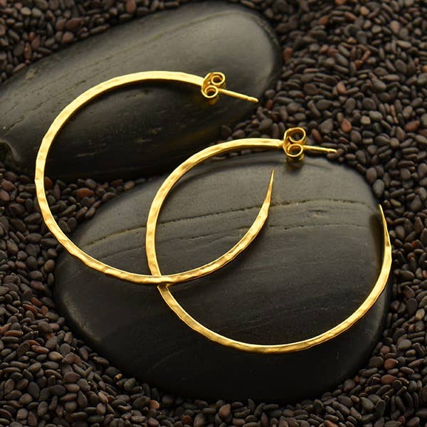 Nina Designs - Wholesale Hoop Earrings - Sterling Silver or Gold Hammer Finish Hoop Earrings on Post2