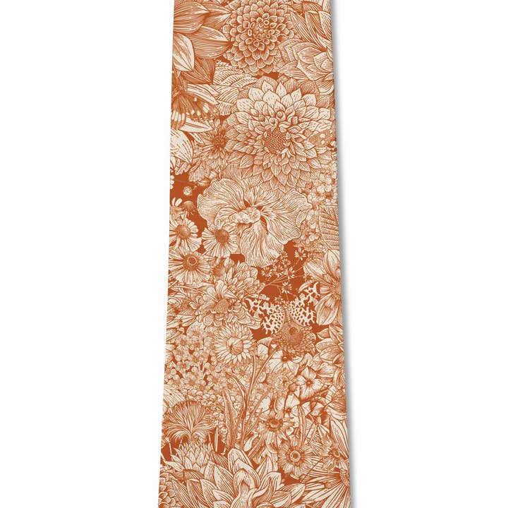 Tough Apparel - Wholesale Necktie - Men's - Cider - Orange Floral Autumn Tie