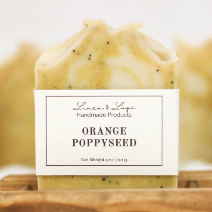 Orange Poppyseed | Exfoliating | Handmade Soap for wholesale by Linen and Logs LLC