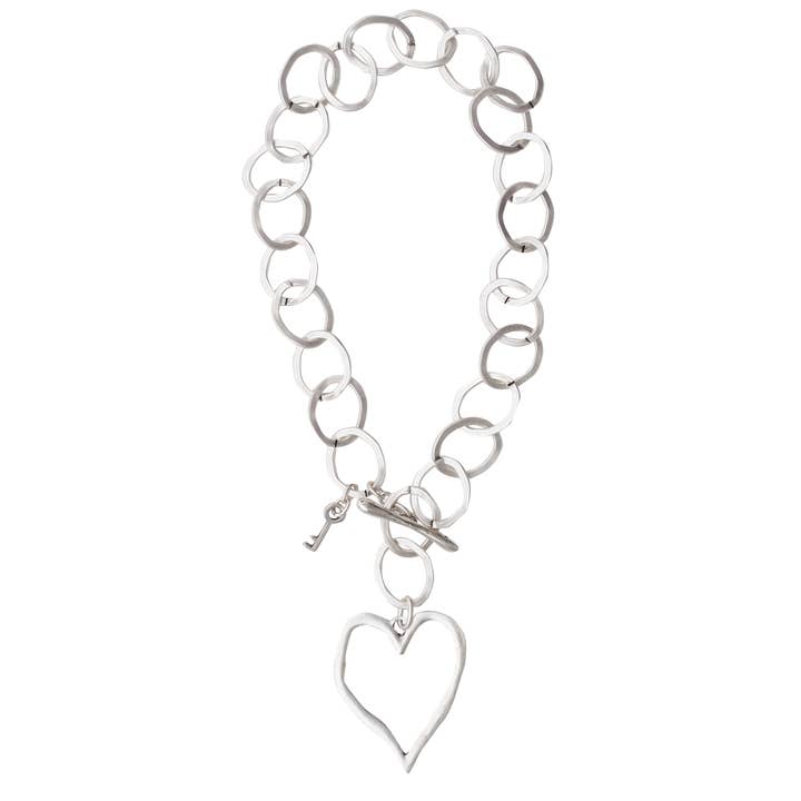 Handmade Heart Pewter Necklace - 3860 for wholesale by Chanour