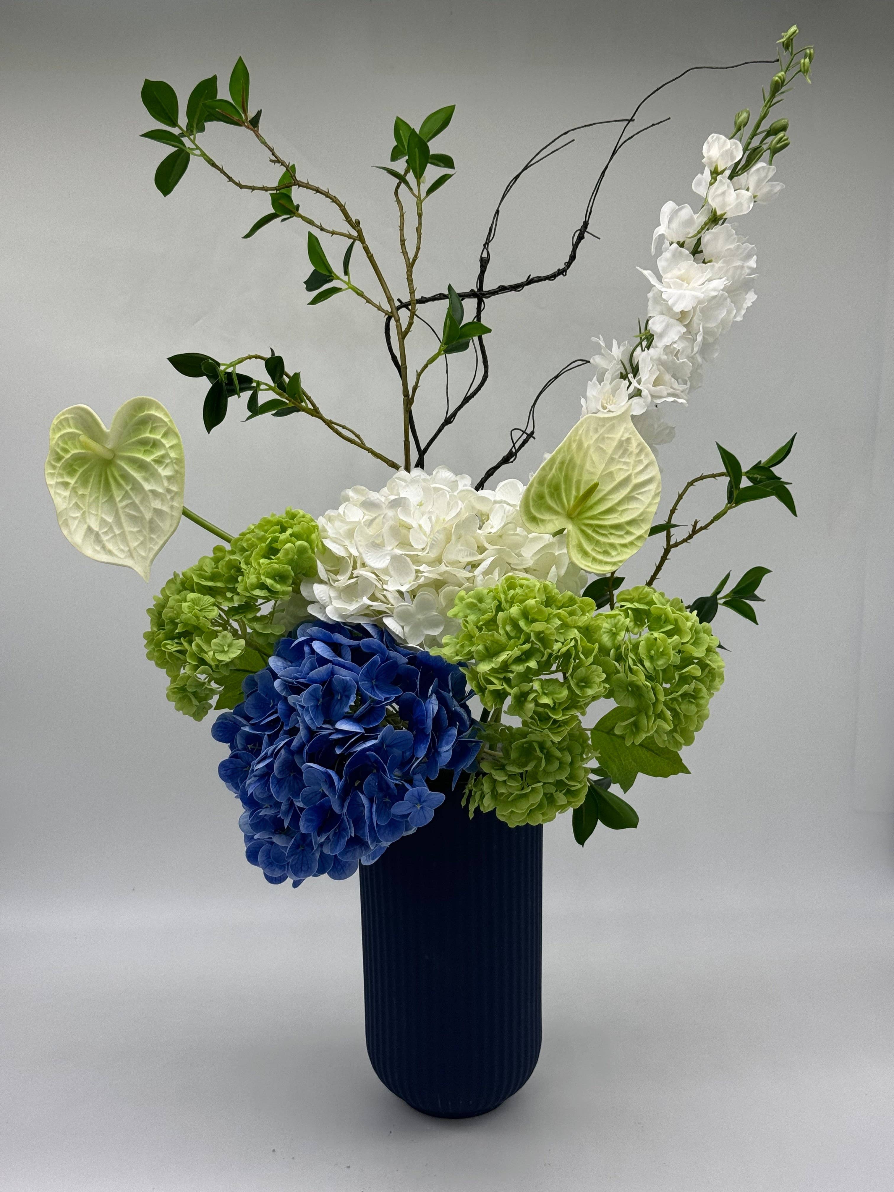 JKF & Co Pty Ltd - Wholesale Artificial Flowers - Hydrangeas Spray 5 Real Touch Green3