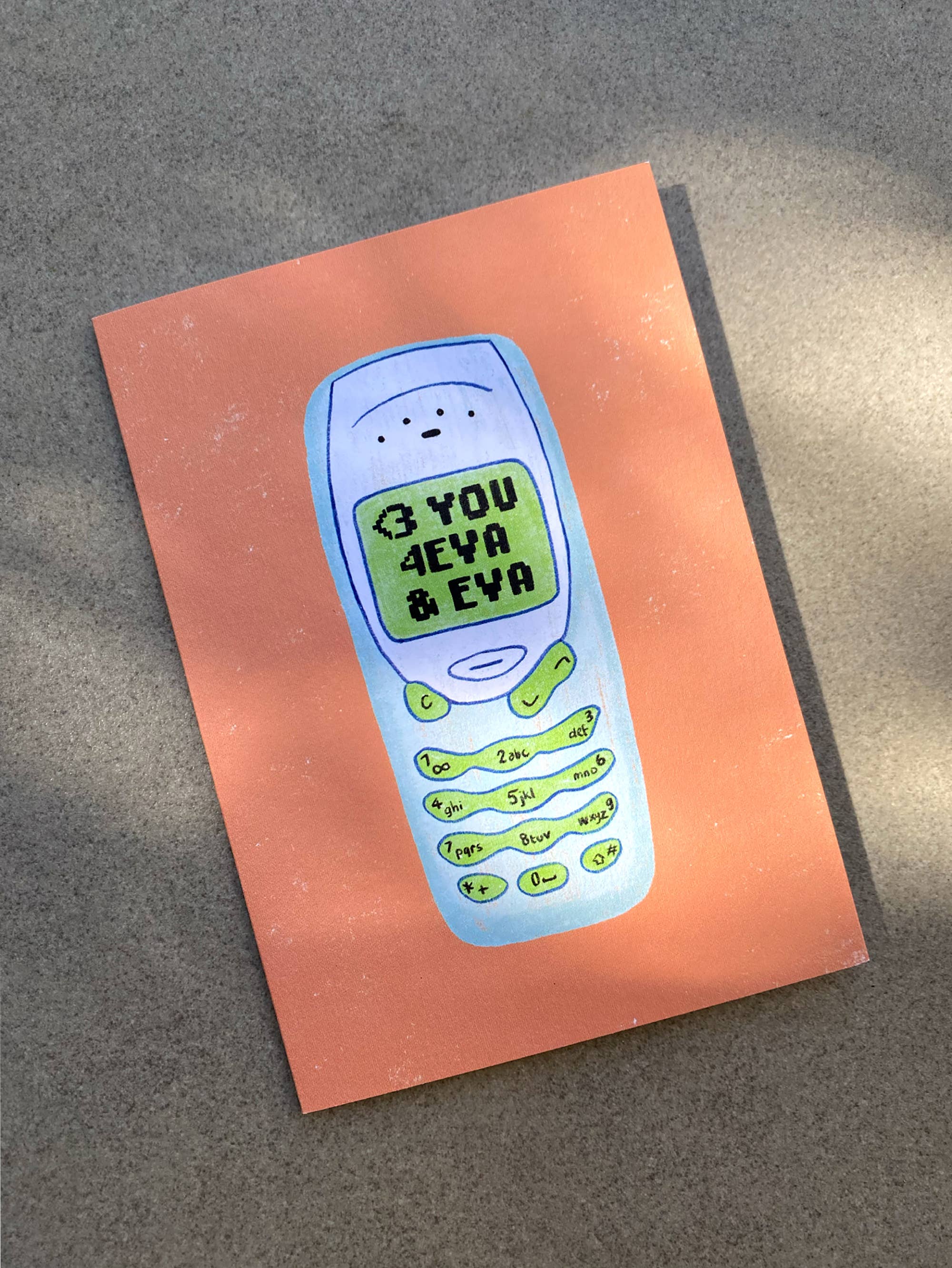 Lauren Sissons Studio - Wholesale Love Card - 00's Phone Love You Card - Cute Anniversary Valentine's Card1